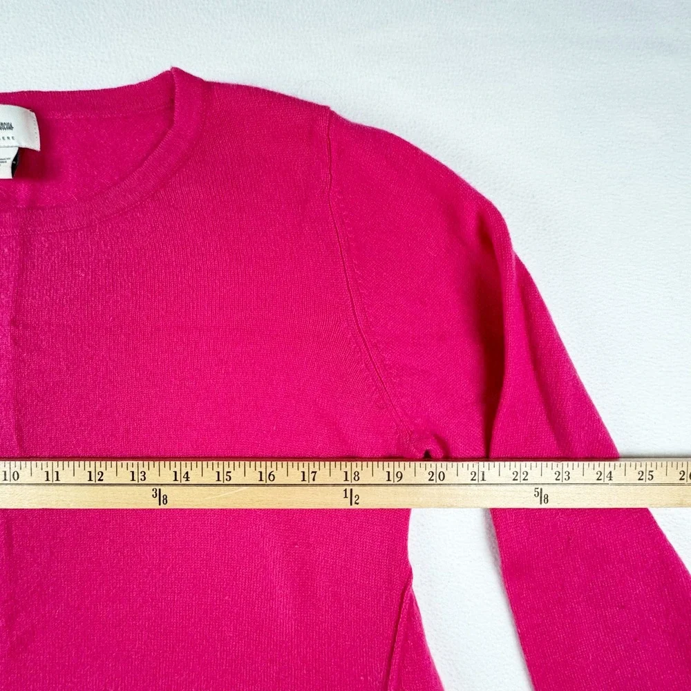 Neiman Marcus Cashmere Sweater‎ Womens XL Hot Pink Crew Neck High-Low Hem Slit